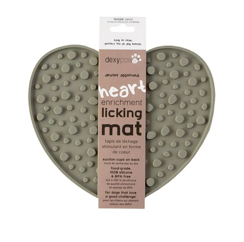 Dexypaws Tapis De Léchage Stimulant En Forme De Coeur, Kaki