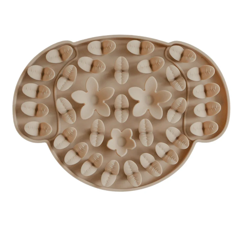 Dexypaws Tapis De Léchage En Silicone cache-cache Tête De Chien, Beige.