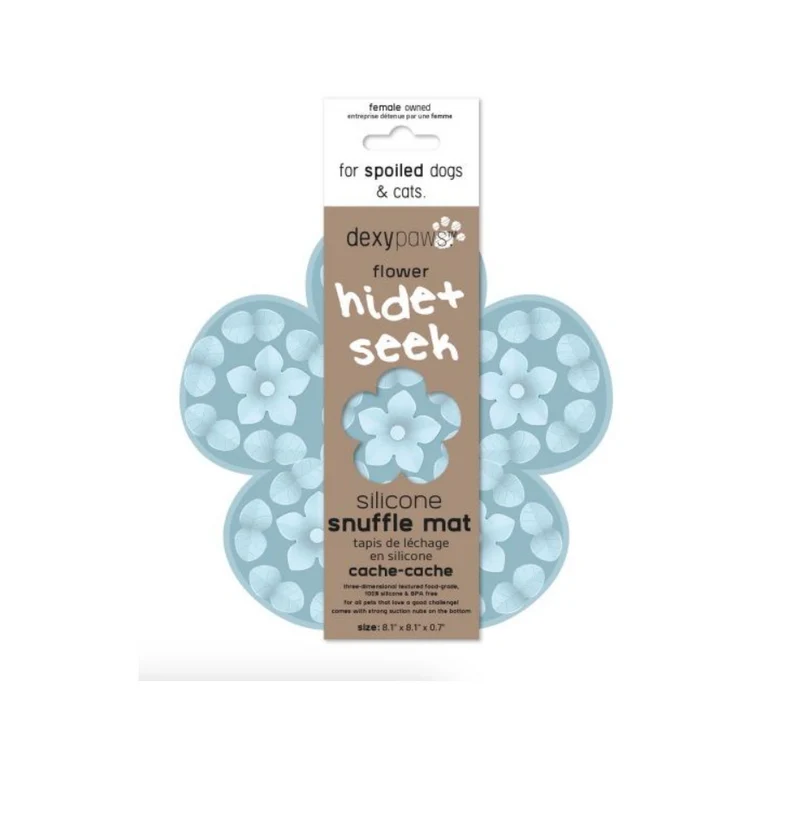 Dexypaws Tapis De Léchage En Silicone "cache-cache" Fleur, Bleu