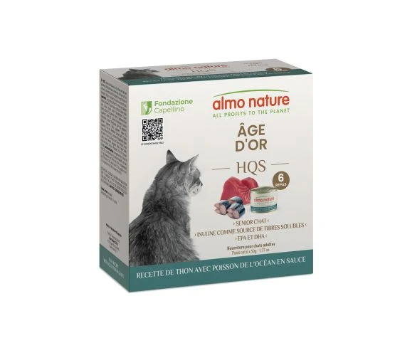 Almo Nature - HQS - Formule Âge d'Or - Thon avec Poisson de l'Océan en Sauce - Chat - 6x50gr