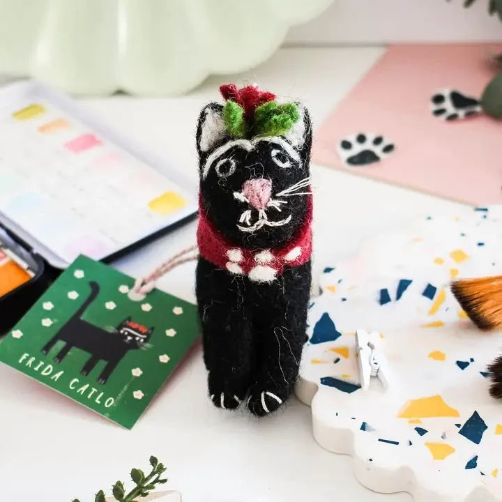 Décoration de Noël chat en feutre Frida Catlo