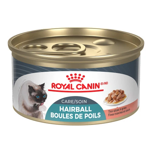 Conserve pour chat Royal Canin - Fines tranches en sauce soins Boules de Poils