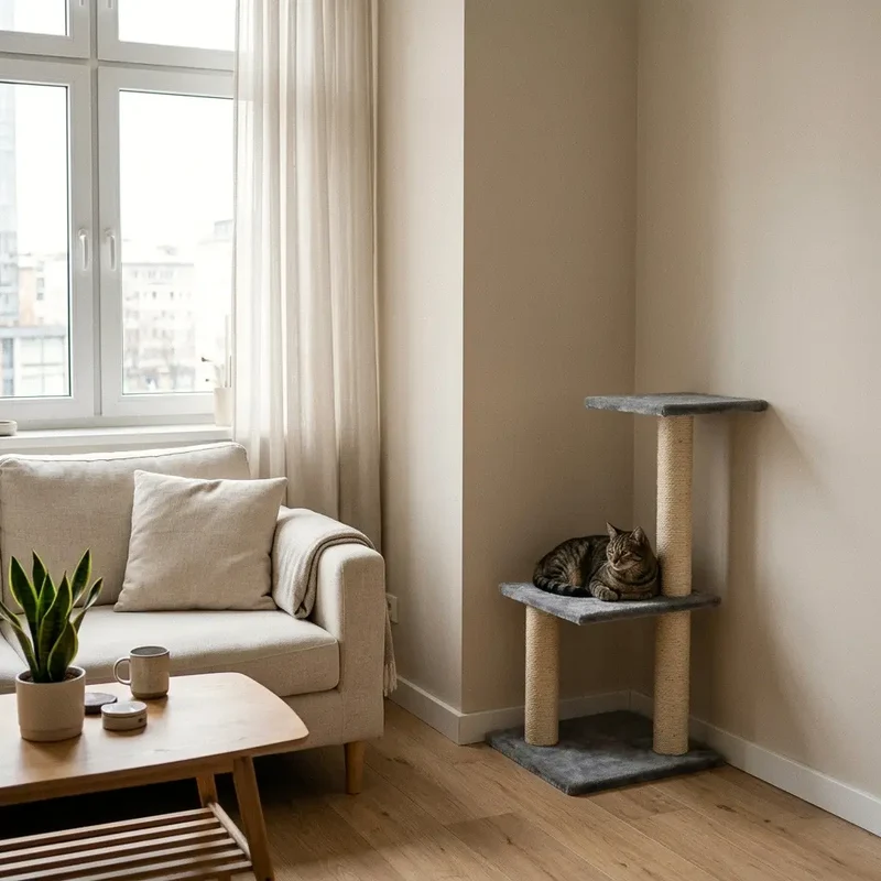 Arbre à chat d’angle – Compact et malin pour petits espaces