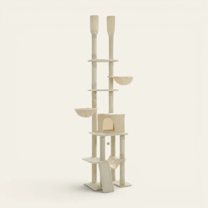 Arbre à chat beige XXL – Hauteur, stabilité et confort premium