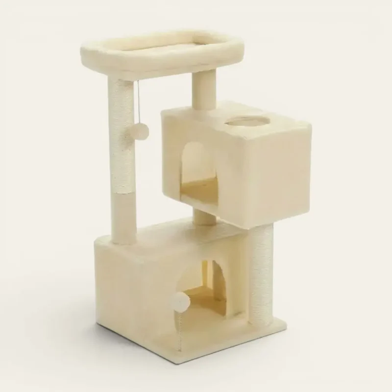 Arbre à chat beige moderne – Élégance discrète pour intérieur contemporain