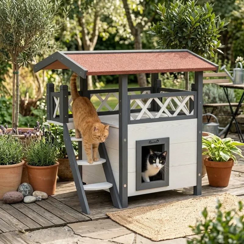 Petite niche chat extérieur bois
