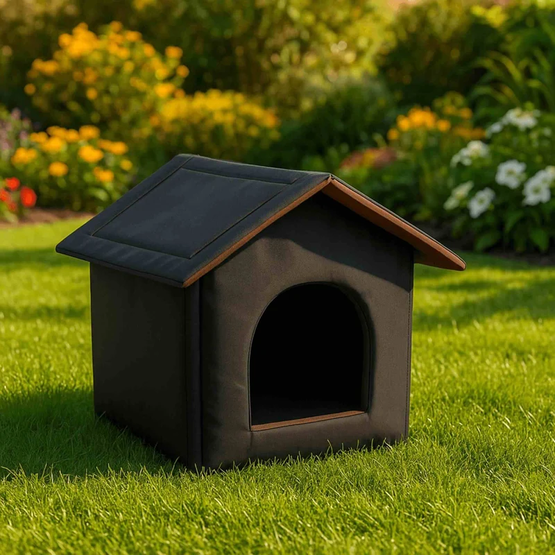 niche pour chat extérieur noire