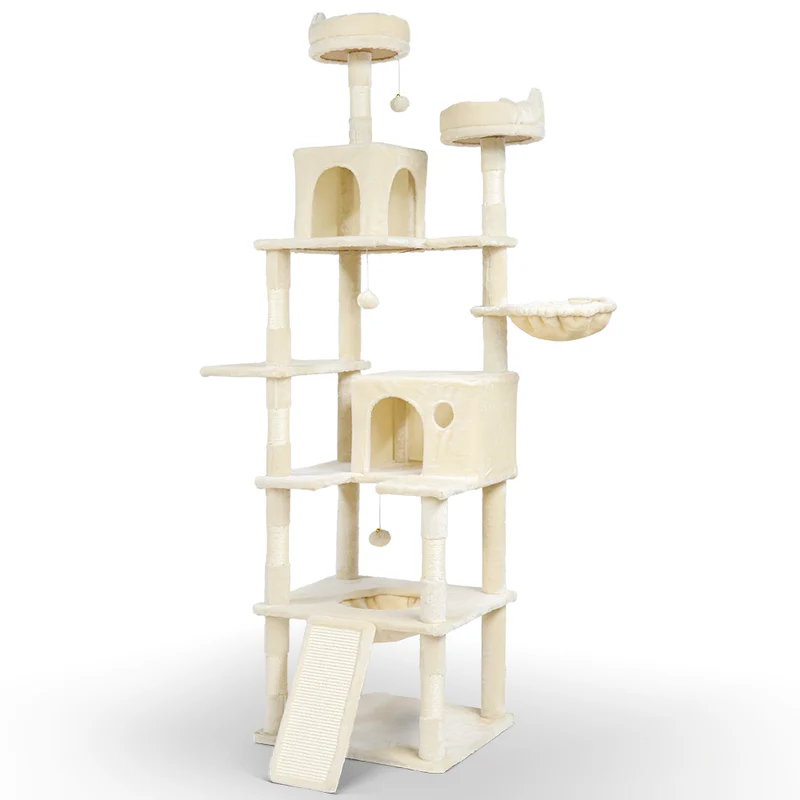 Arbre a chat Geant 6 niveaux avec griffoir grattoir 215 cm beige