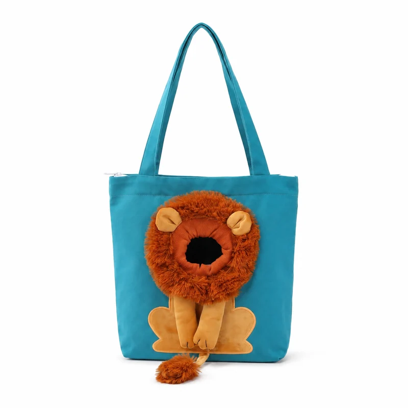 Sac à main portable à design de lion pour chat