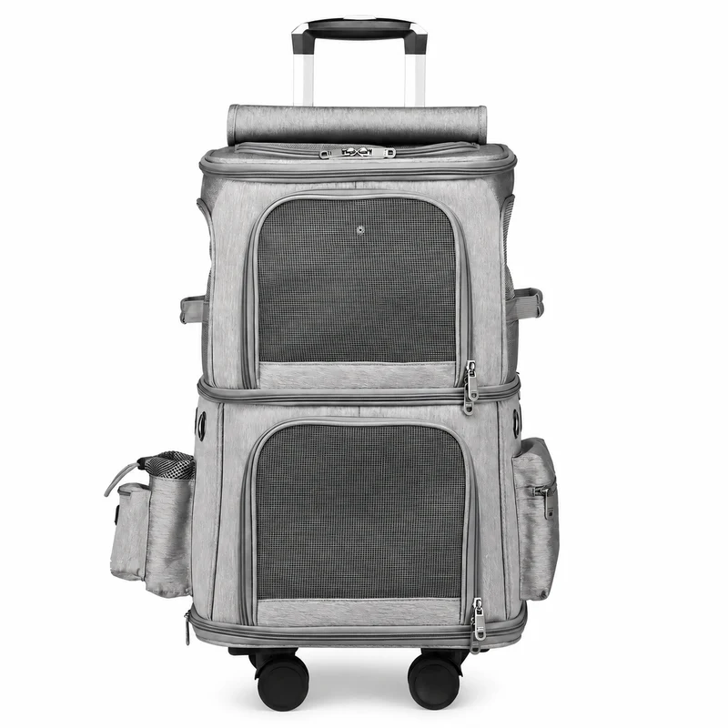 Sac pliable télescopique à roulettes pour chat