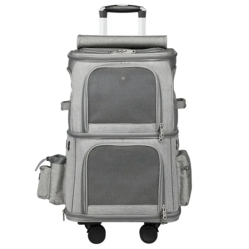 Sac pliable télescopique à roulettes pour chat