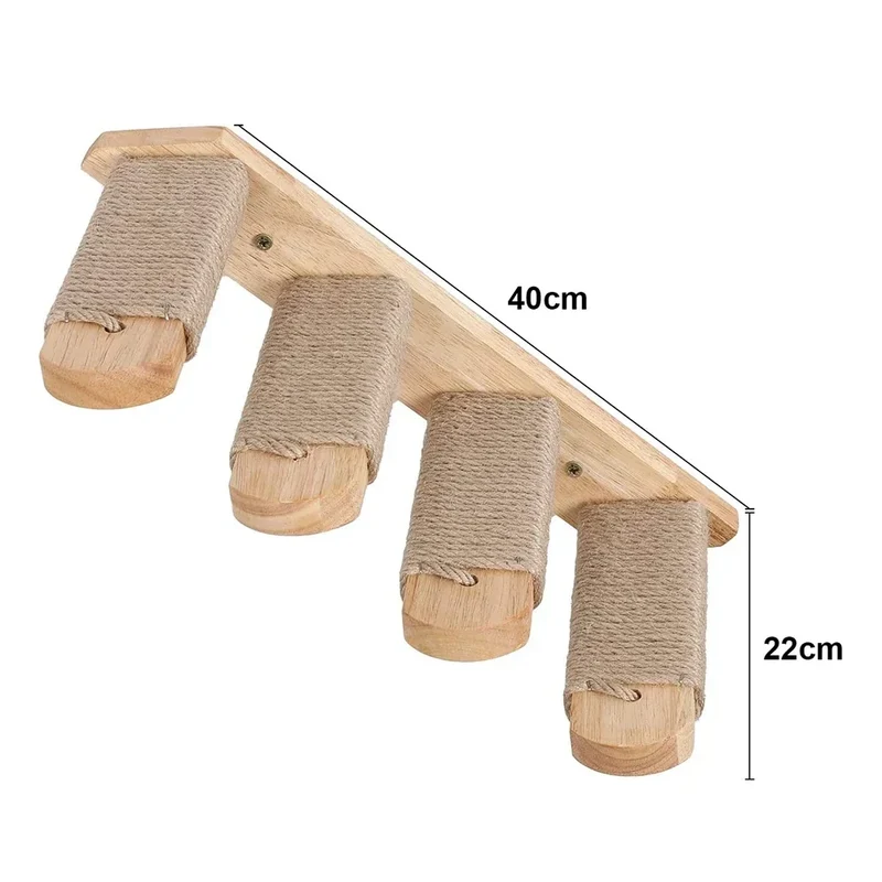 Wandmontierter Katzenbaum aus Holz - Schwimmende Brücke und Haus - TerrainJeu