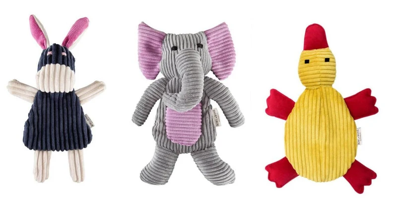 Doudous pour chien en tissu en forme d'animaux (lot de 3)