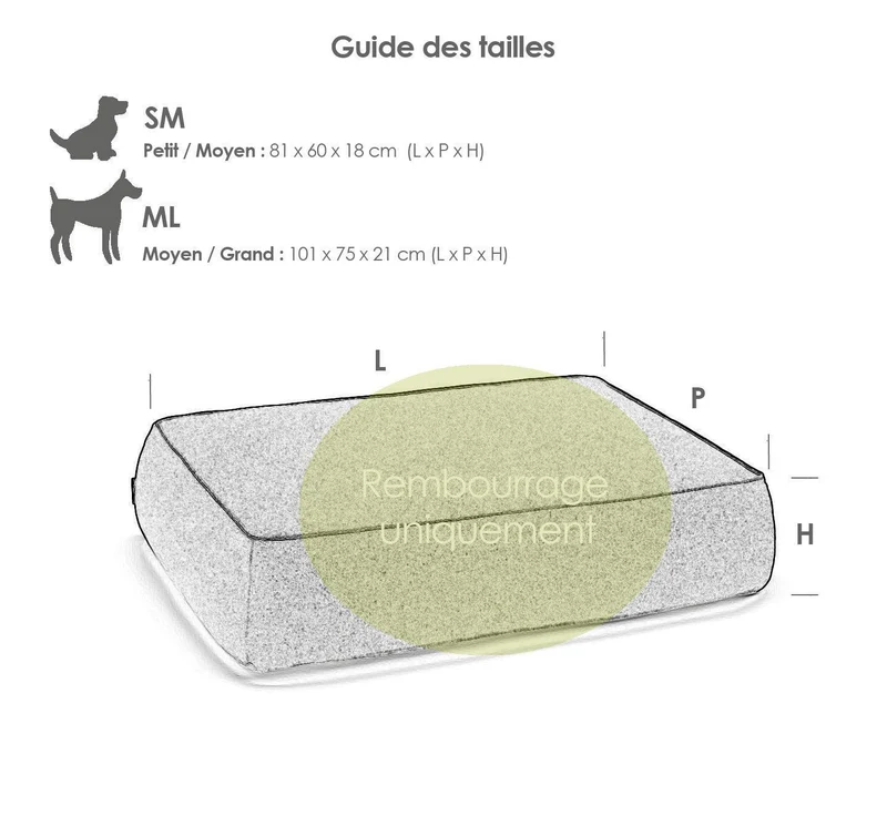 Rembourrage du coussin épais pour chien - STELLA LOUNGE MIACARA