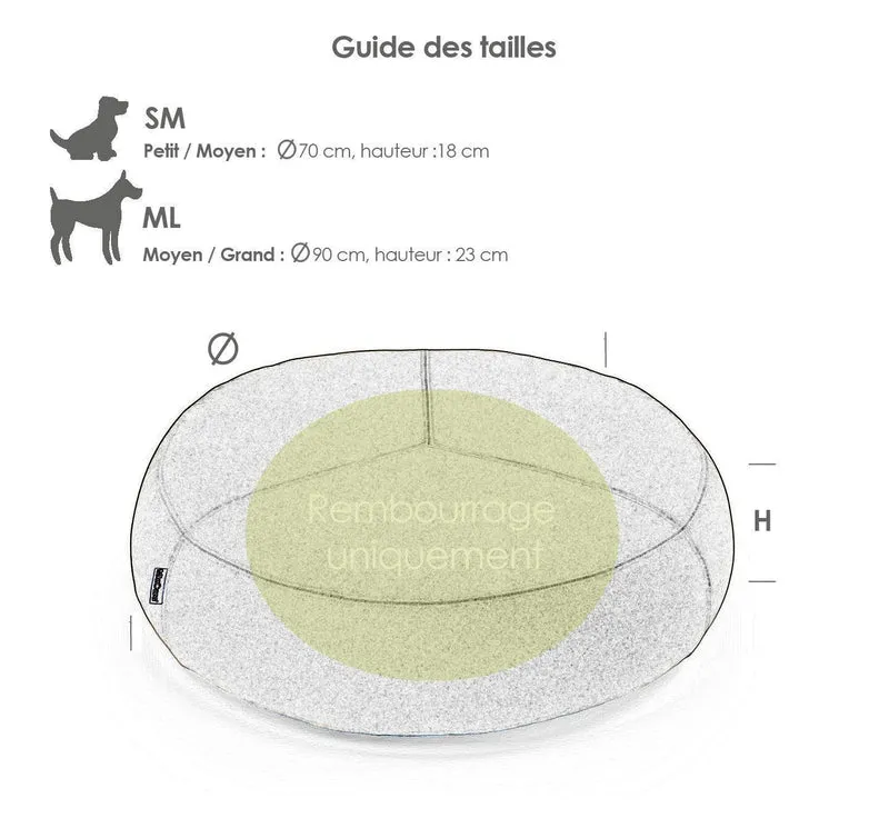 Rembourrage du coussin pouf rond pour chien - STELLA MIACARA