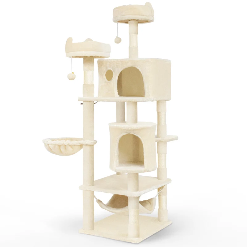 Arbre a chat Grande taille 5 niveaux avec griffoir grattoir 168cm beige