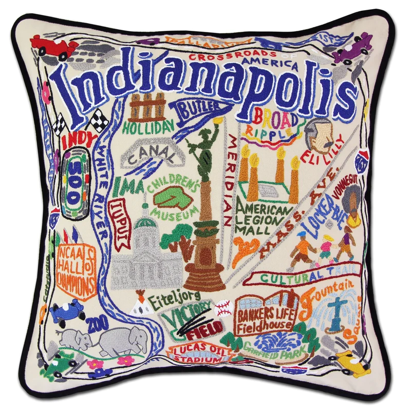 Indianapolis Embroidered CatStudio Pillow
