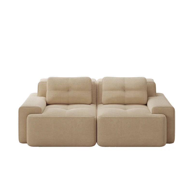 Canapé 2 places en velours côtelé beige sans montage 204x104cm MOMENTUMQUASARX