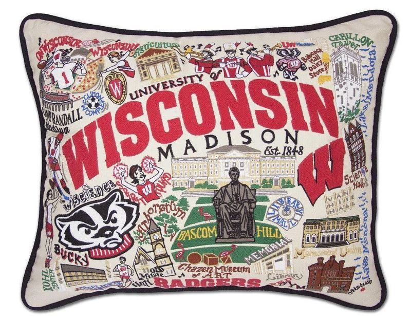University of Wisconsin Embroidered CatStudio Pillow