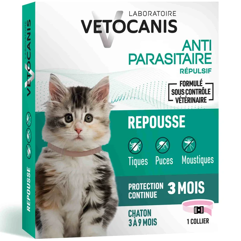 Collier Anti-Puces Anti-Tiques Répulsif pour Chat et Chaton