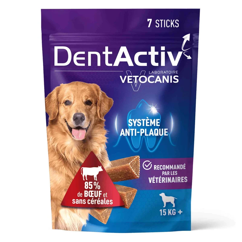 DentActiv Bâtonnets Hygiène Bucco-Dentaire pour Chien 15kg +