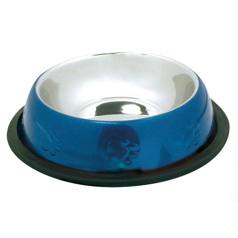 Comedero Inox gatos AZUL antidesl. 0,24l./16cm