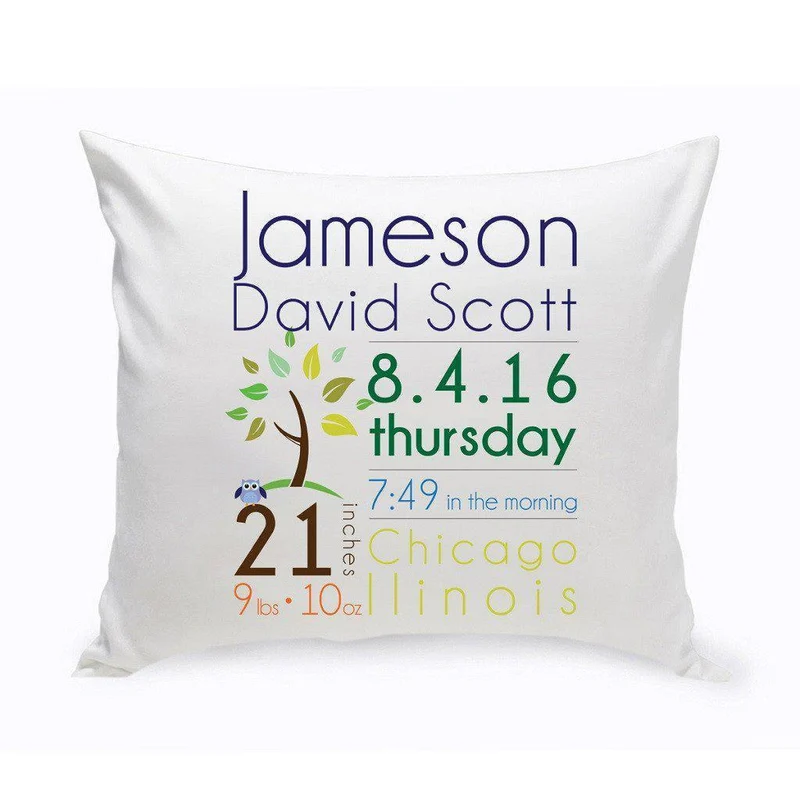 Baby Boy Announcement Personalized Throw Pillow