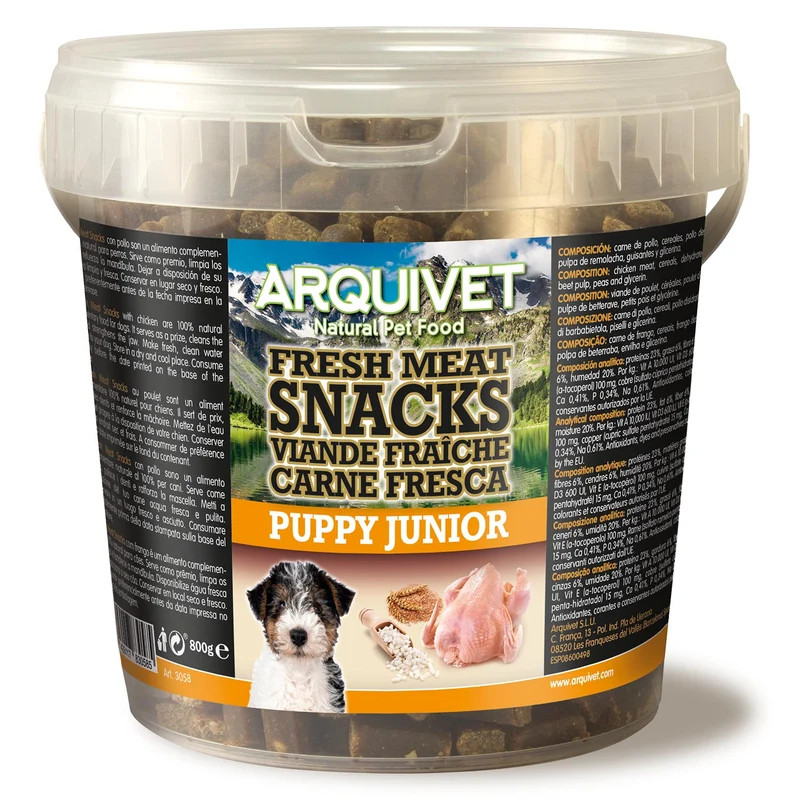Snacks semihúmedos de pollo - para Cachorros (Bote de plástico)