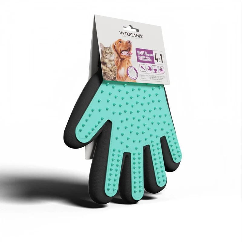 Gant de Toilettage en Silicone 4 en 1 pour Chien et Chat