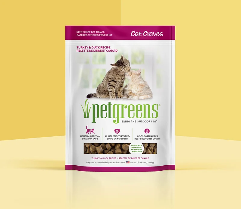 Pet Greens - Cat Craves - Gâteries Chat - Dinde et Canard - 3oz