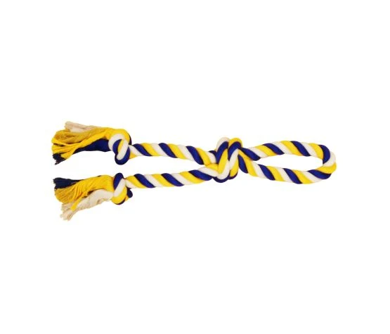 Bud'z - Jouet - Corde Double - 3 Noeuds - Bleu et Jaune