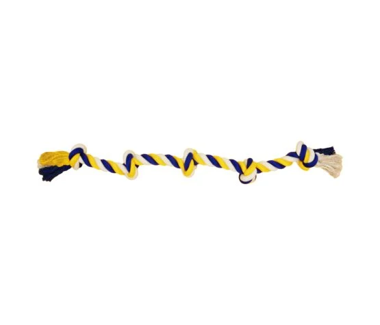 Bud'z - Jouet - Corde - 5 Noeuds - Jaune et Bleu