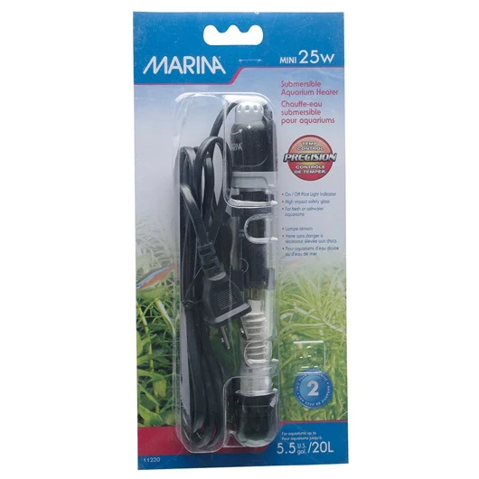 Marina Submersible Pre-Set Aquarium Heater, Mini 25W, 15 cm (6”)