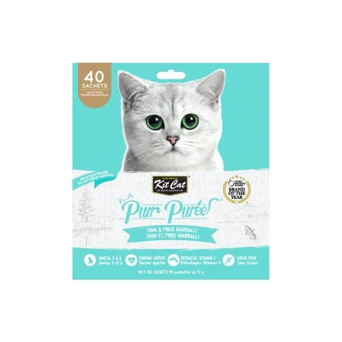 Kit Cat Purr Purées - Thon et fibre (Contrôle des boules de poils)