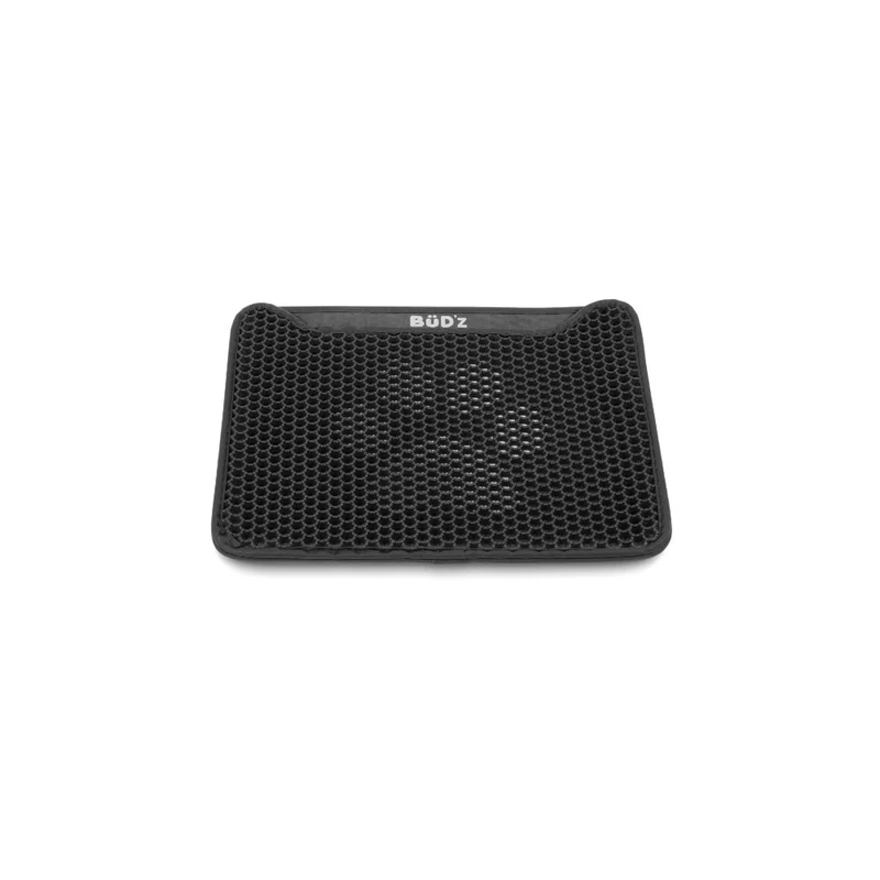 Bud'z Tapis à litière à double couche - Motif de pattes - Noir