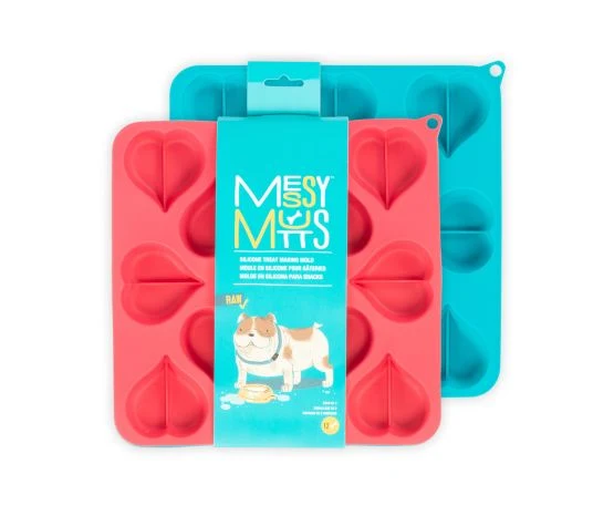 Messy Mutts - Moules Biscuits - Cuire/Congeler - 12 Coeur/0.5oz, Pqt 2 - Bleu Et Pastèque