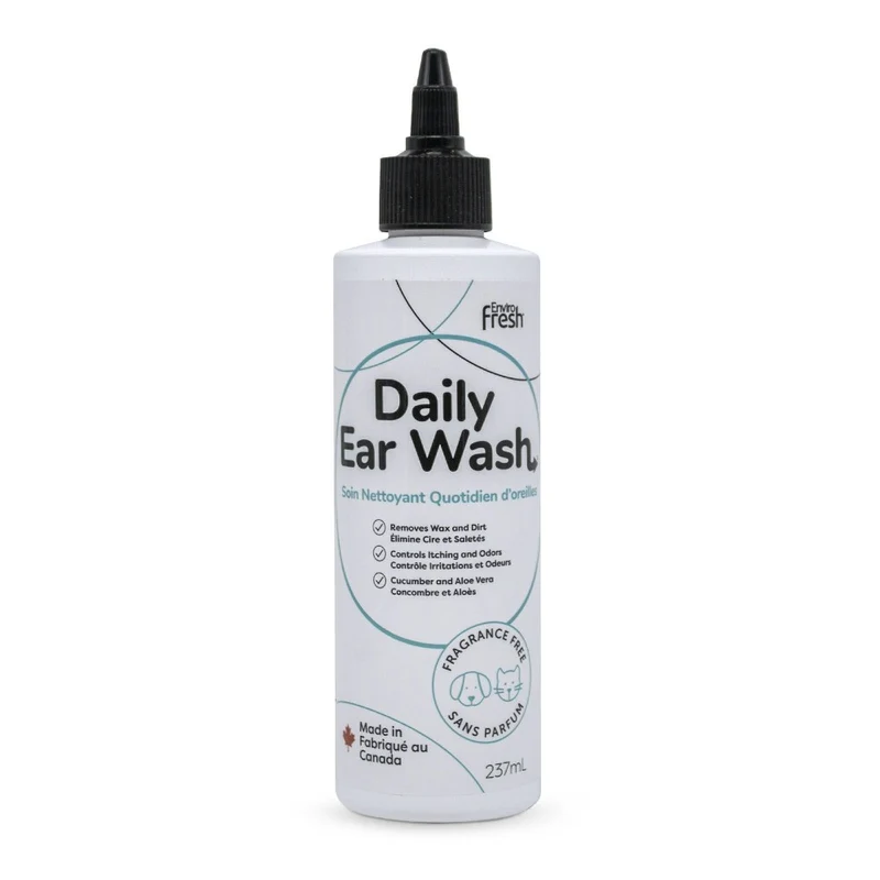 Envirofresh Soin nettoyant quotidien d'oreilles pour chien et chat - Sans Parfum 237 ml
