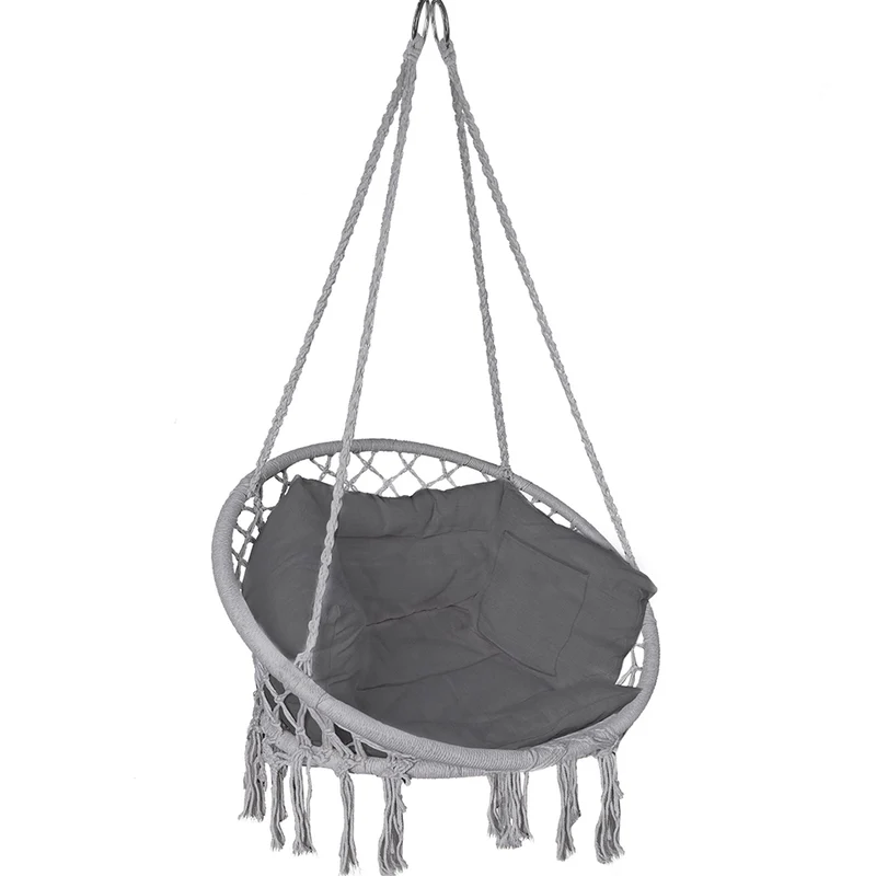 Fauteuil suspendu avec coussin gris