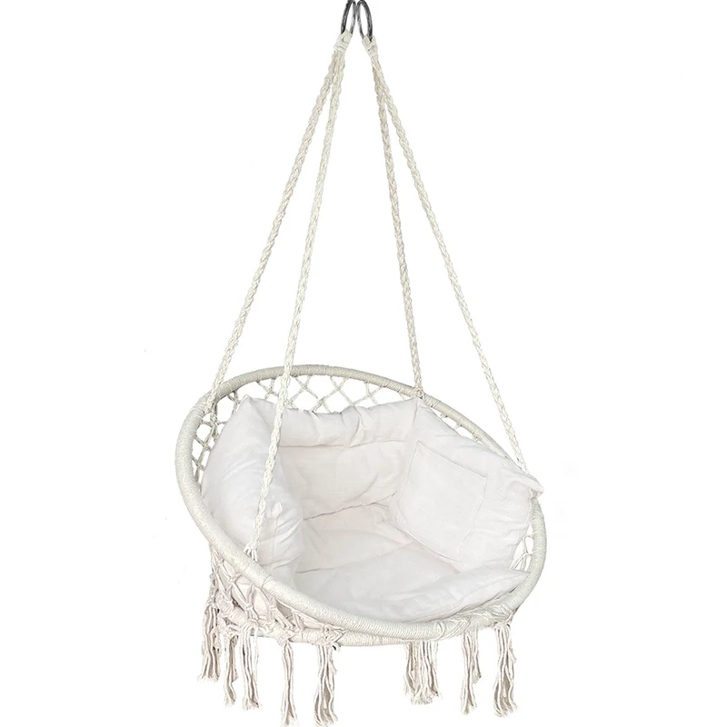 Fauteuil suspendu avec coussin beige