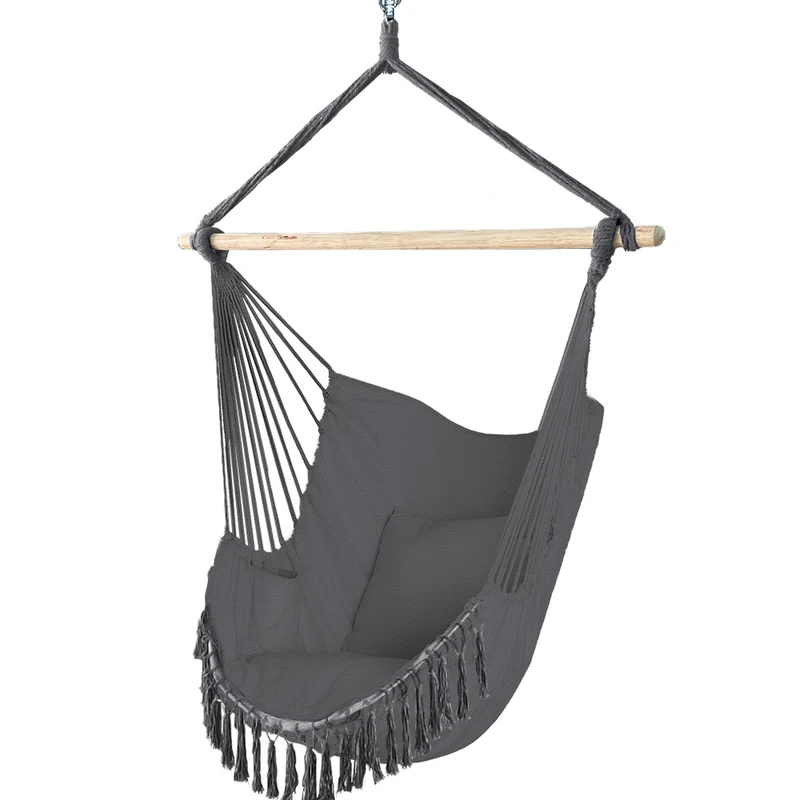Chaise suspendue hamac avec 2 oreillers Gris