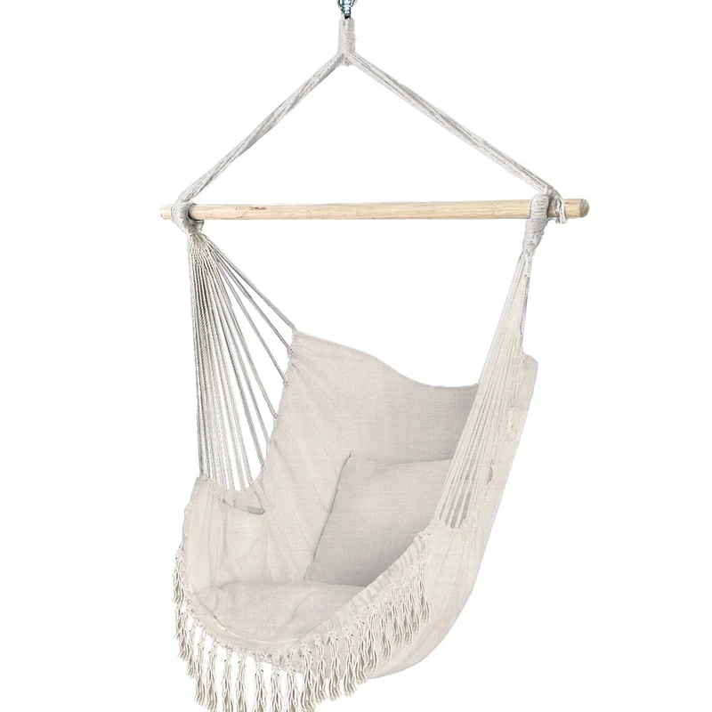 Chaise suspendue hamac avec 2 oreillers Beige