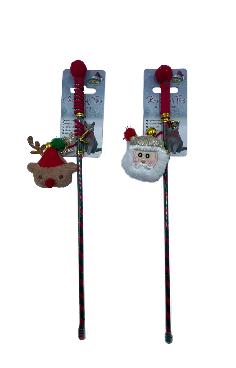 Canne à pêche peluche de Noël 40 cm chat