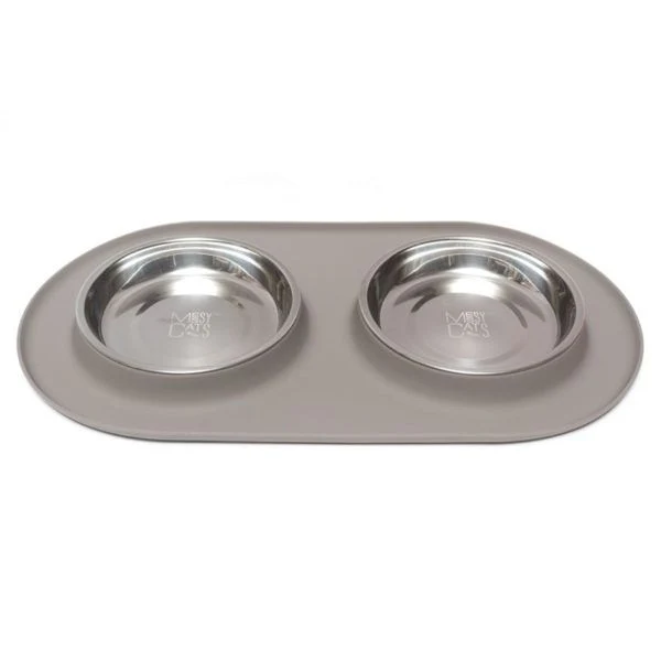Messy Cats - Bols en Inox avec Base en Silicone