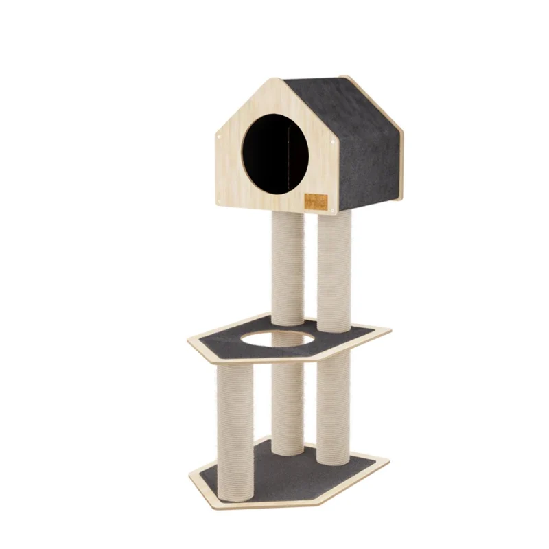 Noba Arbre à chat Condo Deluxe avec corde Fique de haute qualité - Gris