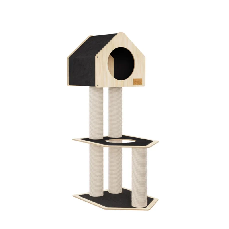 Noba Arbre à chat Condo Deluxe avec corde Fique de haute qualité - Noir