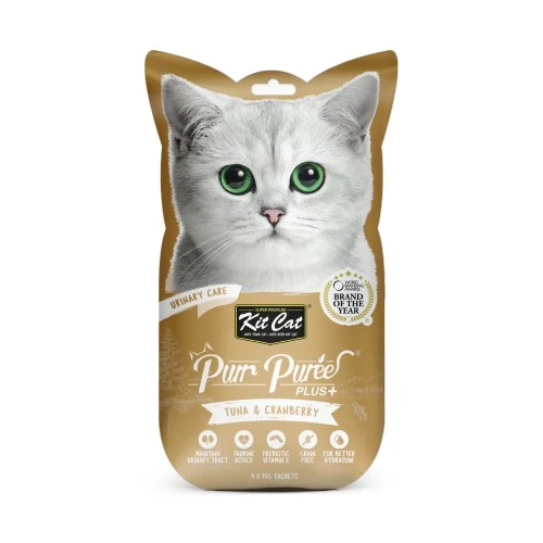 Kit Cat Purr Purées - Thon et canneberge - Soin urinaire - 4 paquets x 15 gr