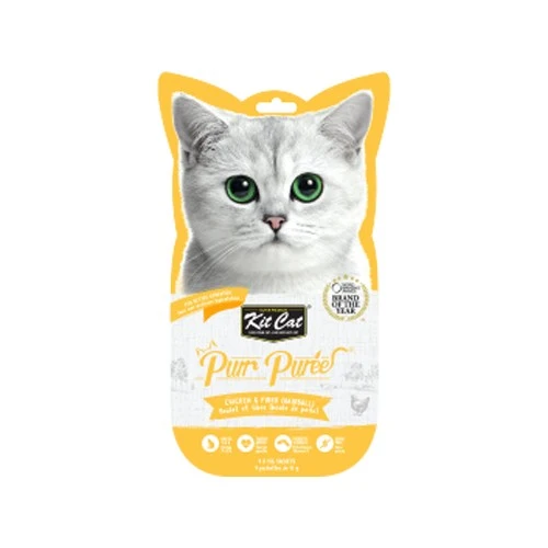 Kit Cat Purr Purées - Poulet et fibre (Contrôle des boules de poils)