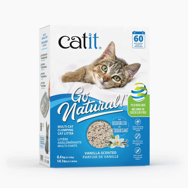 Catit - Go Natural - Multi-Chats - Litière de Pois - Vanille - 14L