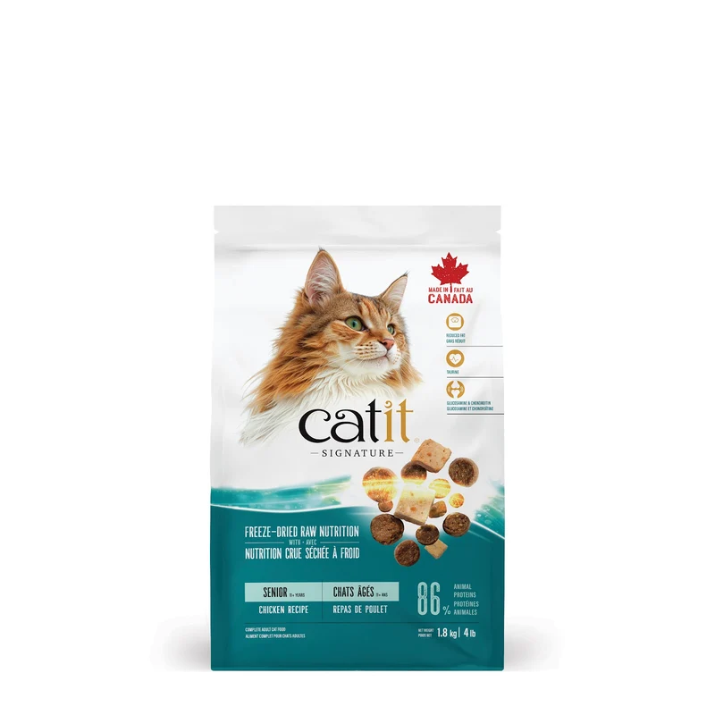 Catit Signature - Chat Âgé Repas de Poulet - Nourriture Sèche avec Ingrédients Séchés à Froid pour Chats