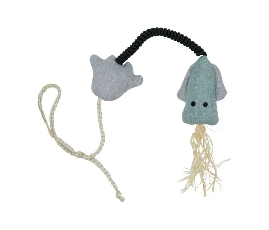 Bud'Z - Jouet - Tissu Recyclé - Herbe à Chat - Calmar Élastique - 61cm- Chat